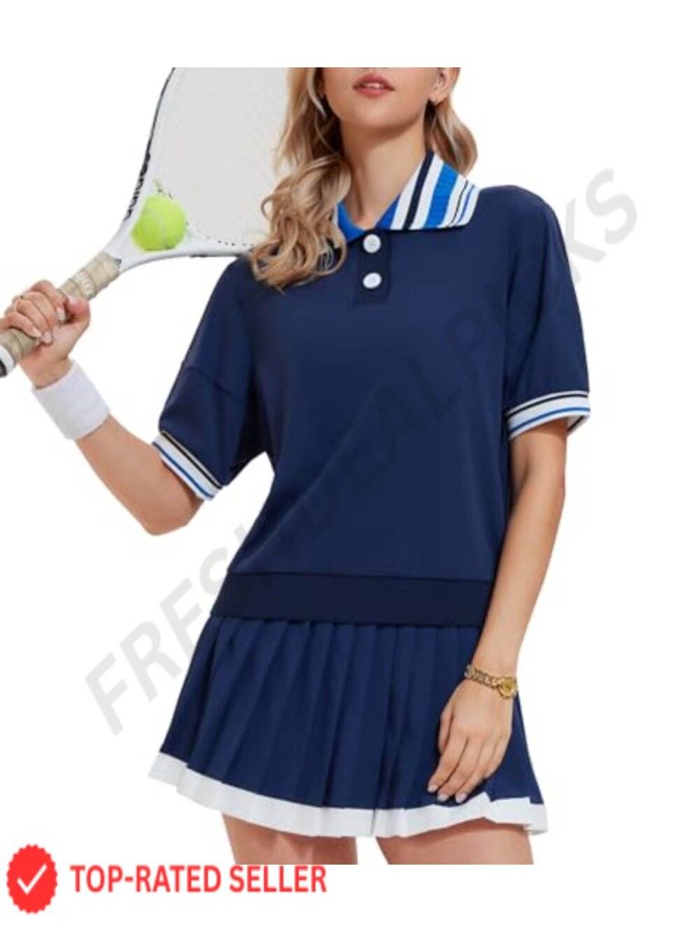 Women's 2-Piece Tennis Skirt Set Zip Up Polo Skort Golf Pickleball
